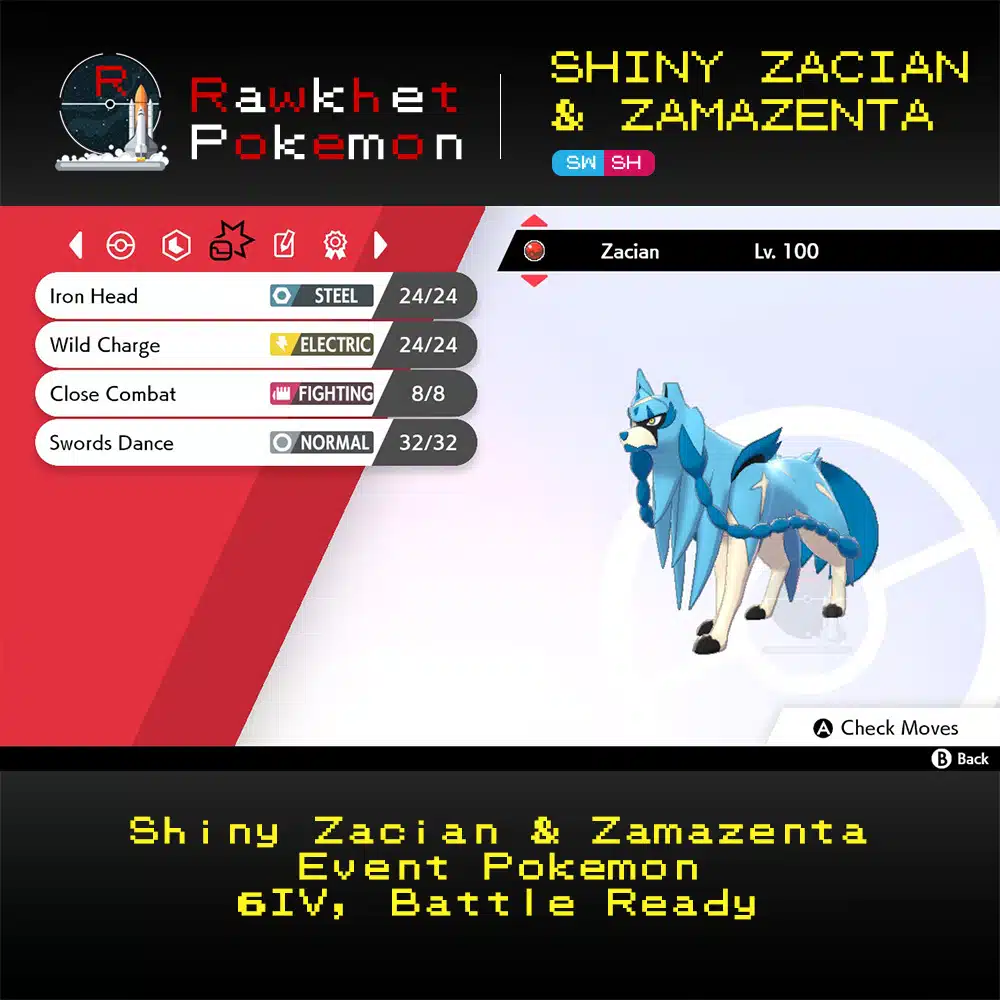 Shiny Zacian & Zamazenta (6IV, Event, Battle Ready) - Pokemon Sword and  Shield - Rawkhet Pokemon